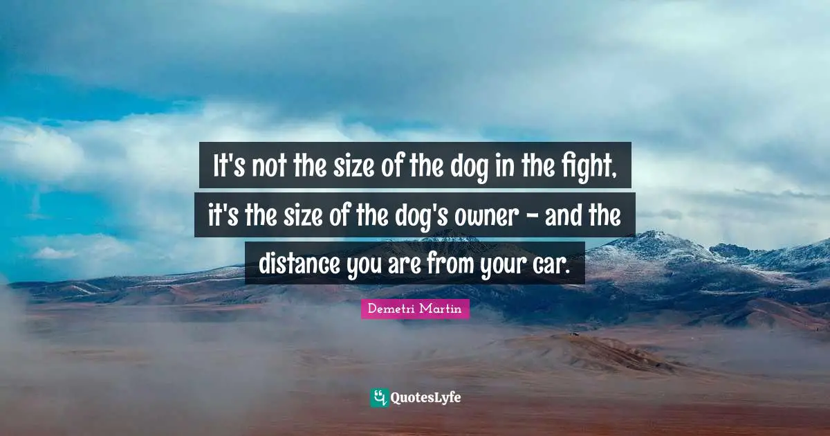 It's not the size of the dog in the fight, it's the size of the dog's owner - and the distance you are from your car.