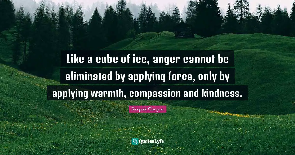 Like a cube of ice, anger cannot be eliminated by applying force, only by applying warmth, compassion and kindness.