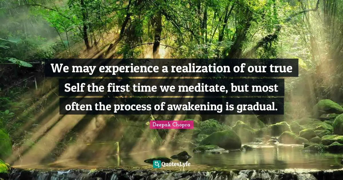 We may experience a realization of our true Self the first time we meditate, but most often the process of awakening is gradual.