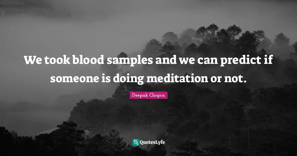 Doing Me Quotes: "We took blood samples and we can predict if someone is doing meditation or not."