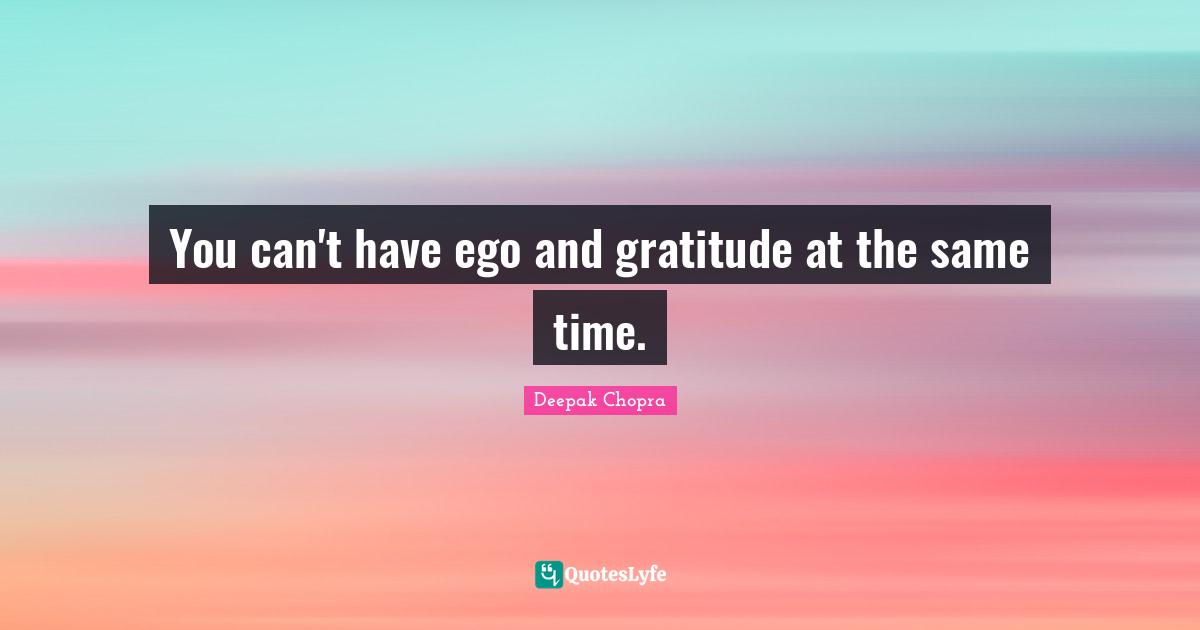 You can't have ego and gratitude at the same time.