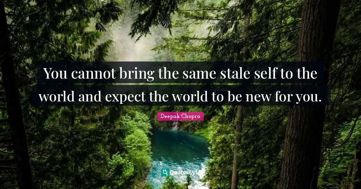 You cannot bring the same stale self to the world and expect the world to be new for you.