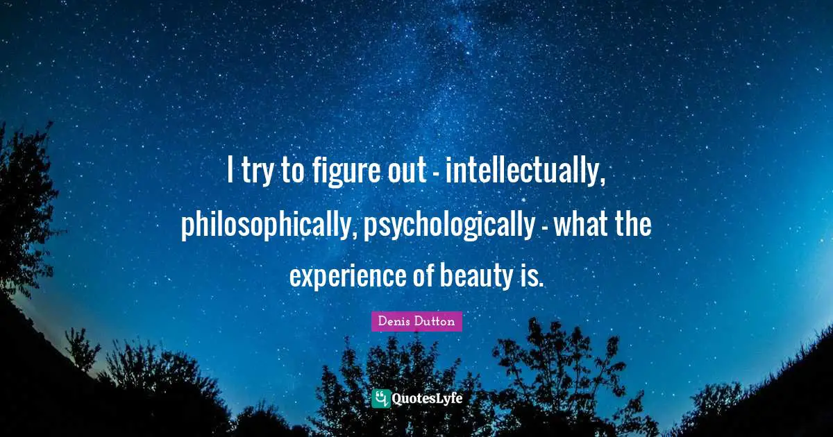 I try to figure out - intellectually, philosophically, psychologically - what the experience of beauty is.