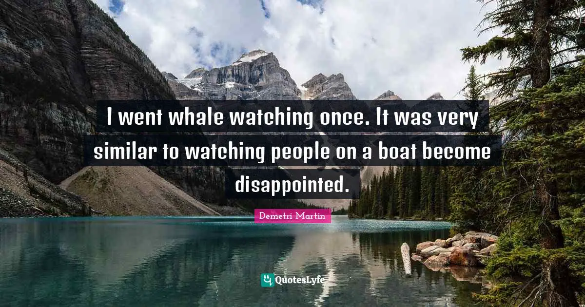 I went whale watching once. It was very similar to watching people on a boat become disappointed.