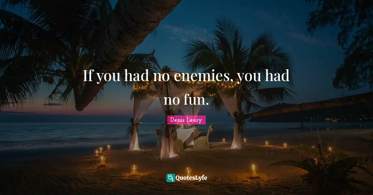 If you had no enemies, you had no fun.