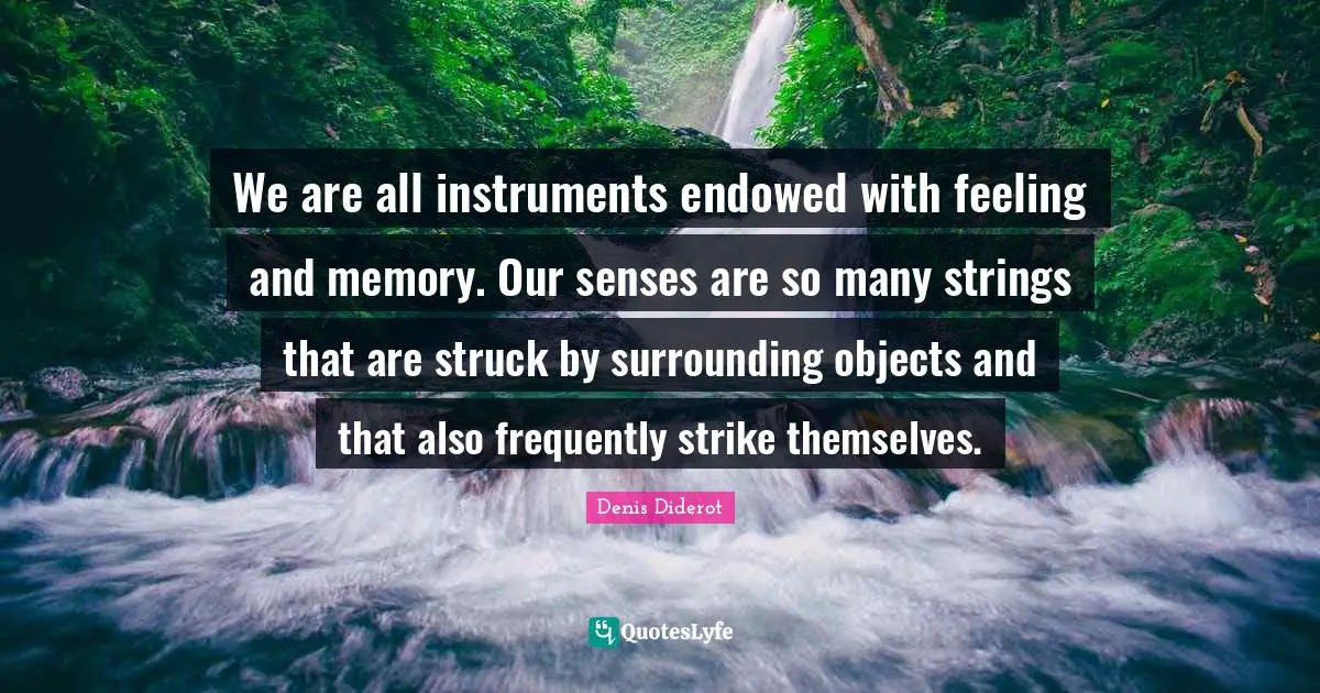 We are all instruments endowed with feeling and memory. Our senses are so many strings that are struck by surrounding objects and that also frequently strike themselves.