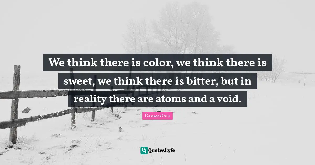 Void Quotes: "We think there is color, we think there is sweet, we think there is bitter, but in reality there are atoms and a void."