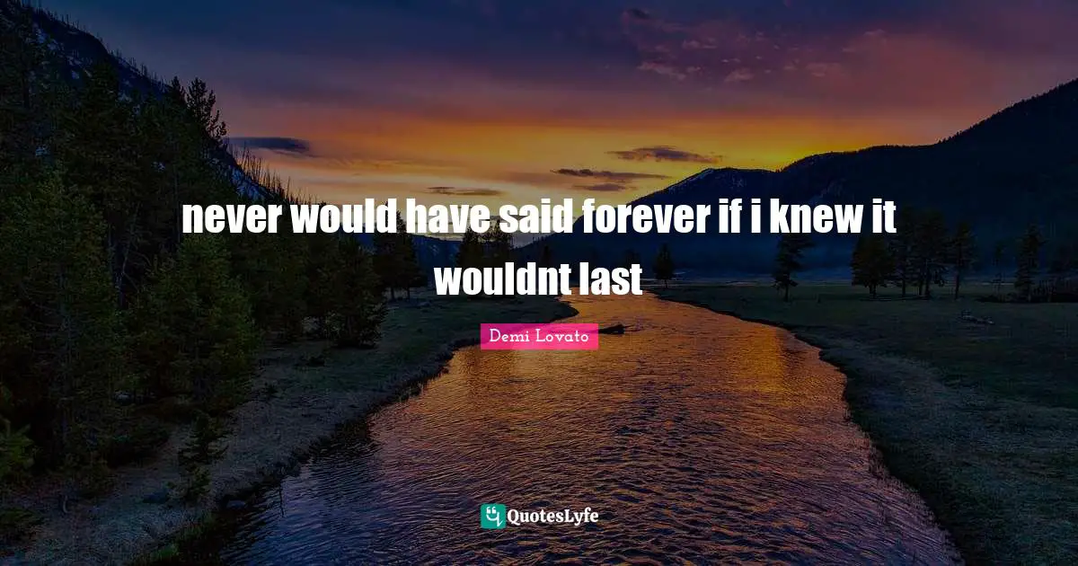 never would have said forever if i knew it wouldnt last
