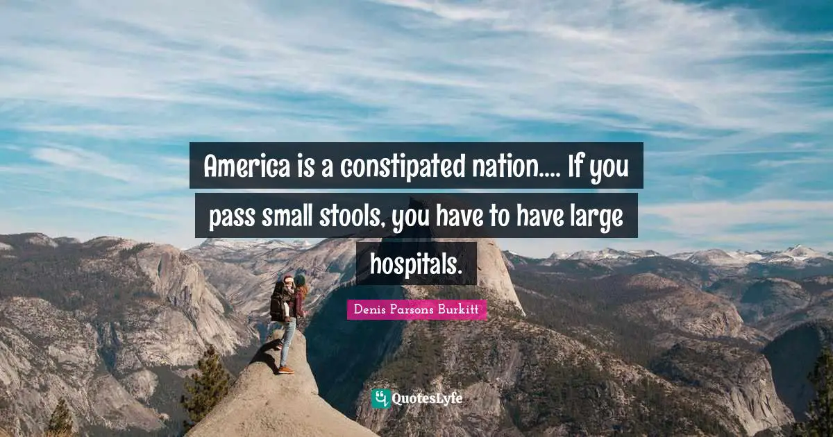 America is a constipated nation.... If you pass small stools, you have to have large hospitals.