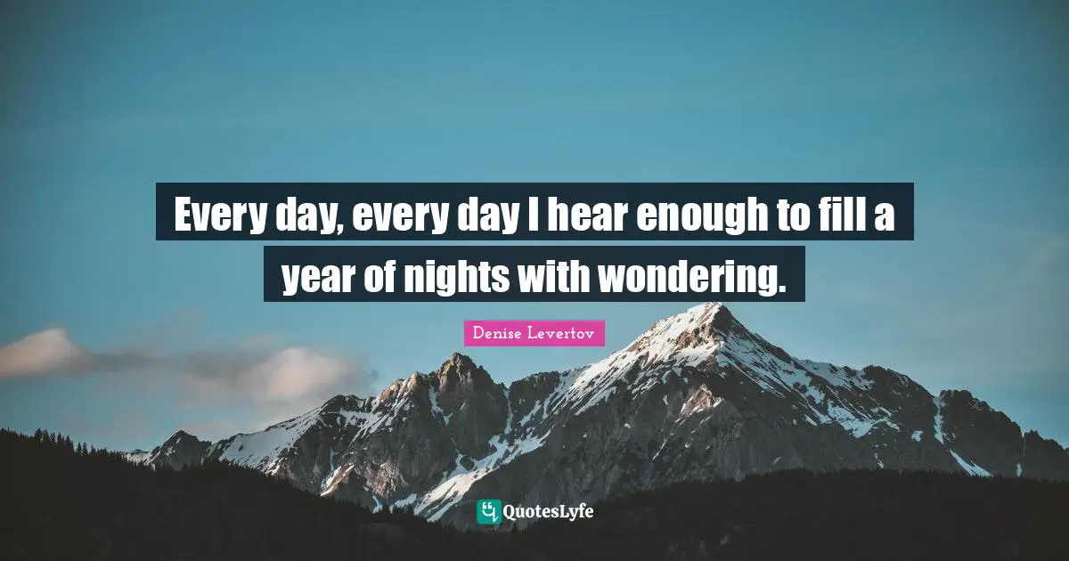 Every day, every day I hear enough to fill a year of nights with wondering.