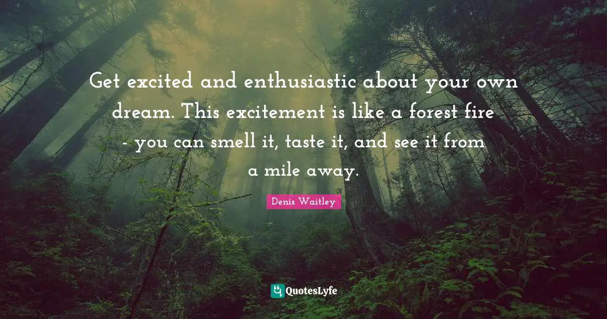 Excitement Quotes: "Get excited and enthusiastic about your own dream. This excitement is like a forest fire - you can smell it, taste it, and see it from a mile away."