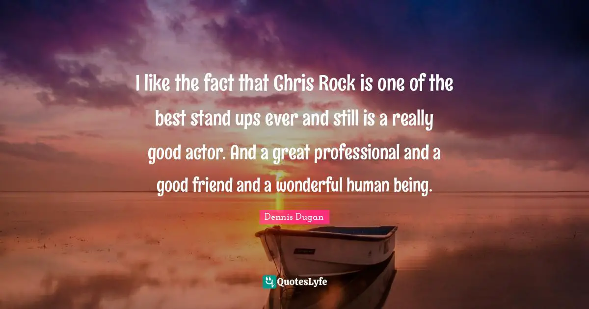 I like the fact that Chris Rock is one of the best stand ups ever and still is a really good actor. And a great professional and a good friend and a wonderful human being.