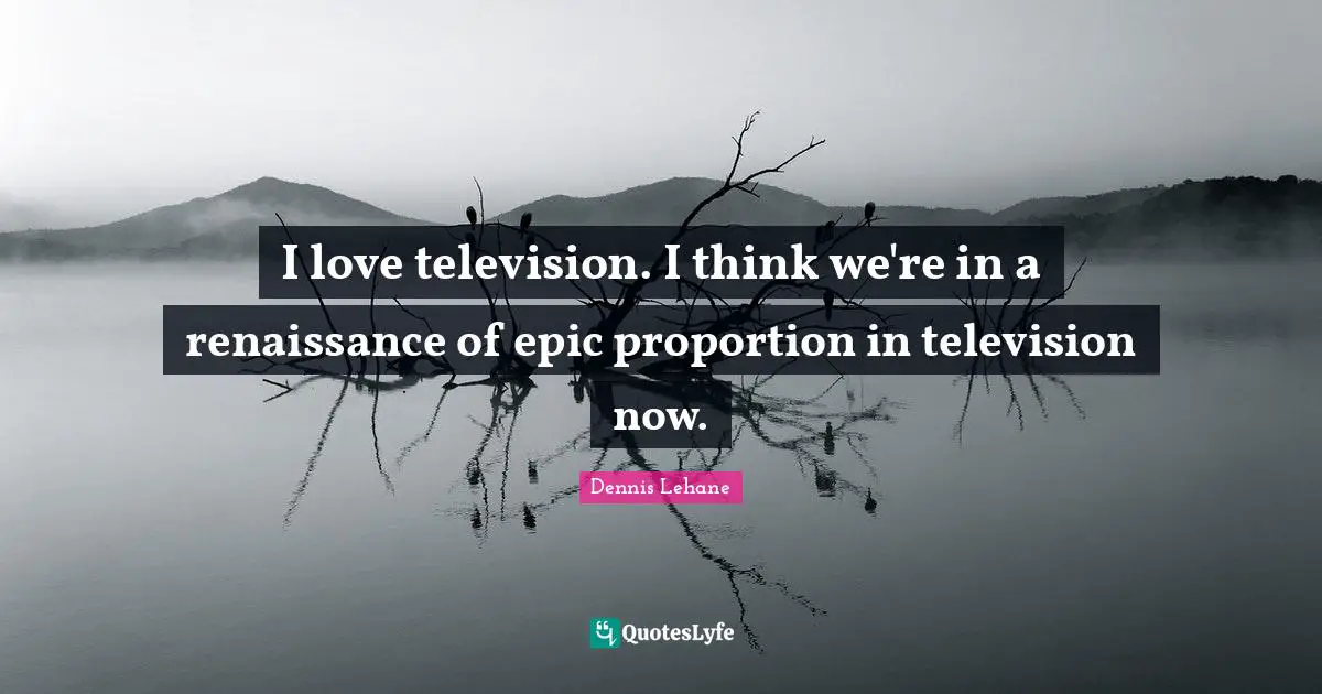 I love television. I think we're in a renaissance of epic proportion in television now.
