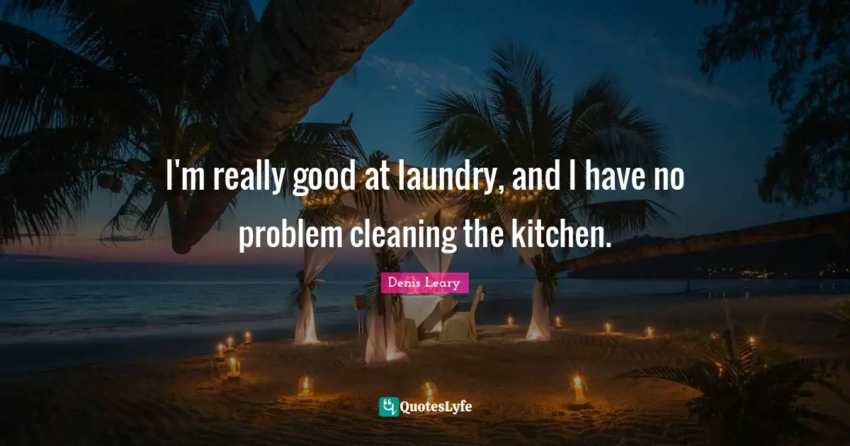 I'm really good at laundry, and I have no problem cleaning the kitchen.