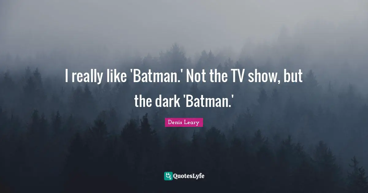 I really like 'Batman.' Not the TV show, but the dark 'Batman.'