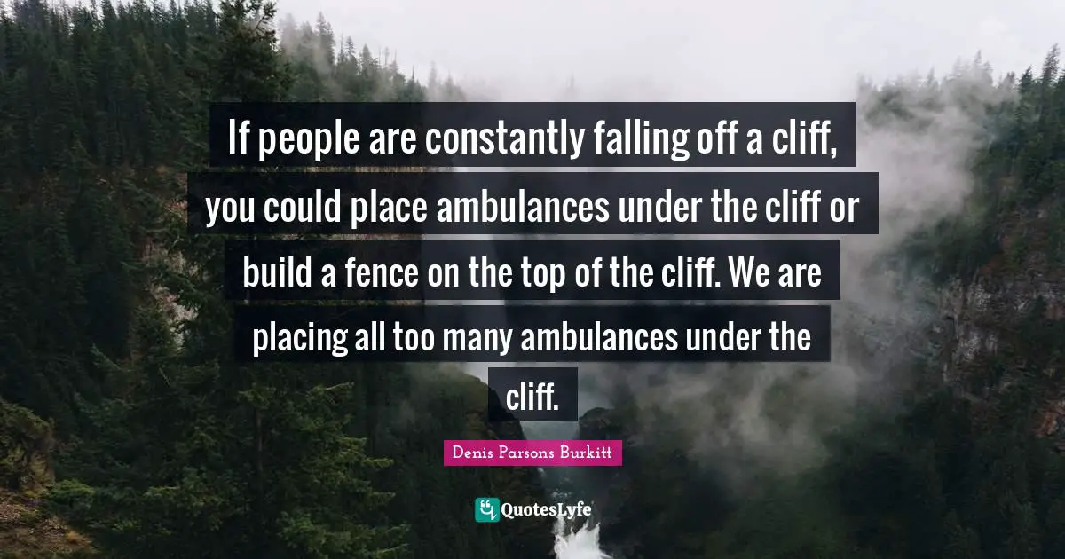 If people are constantly falling off a cliff, you could place ambulances under the cliff or build a fence on the top of the cliff. We are placing all too many ambulances under the cliff.