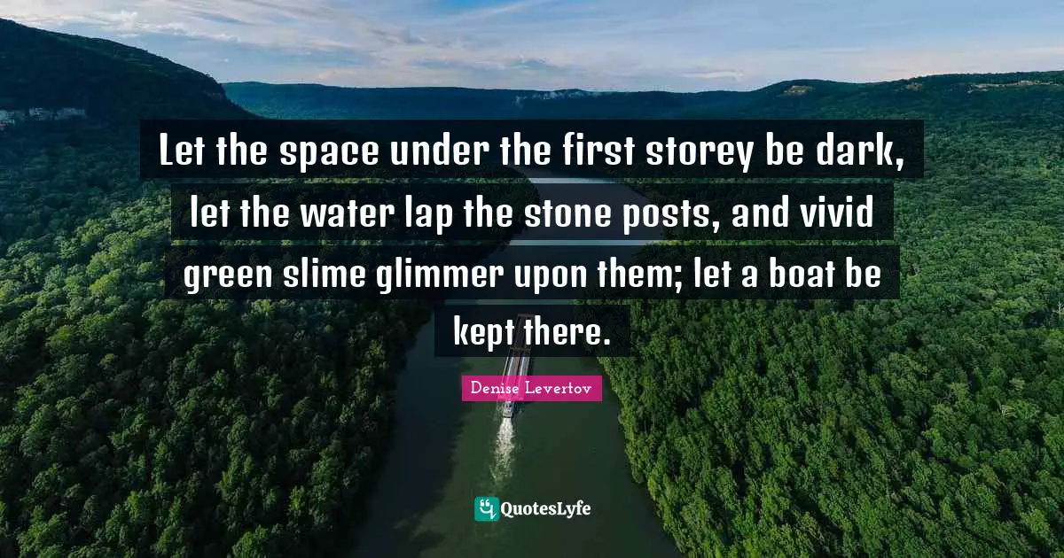 Let the space under the first storey be dark, let the water lap the stone posts, and vivid green slime glimmer upon them; let a boat be kept there.