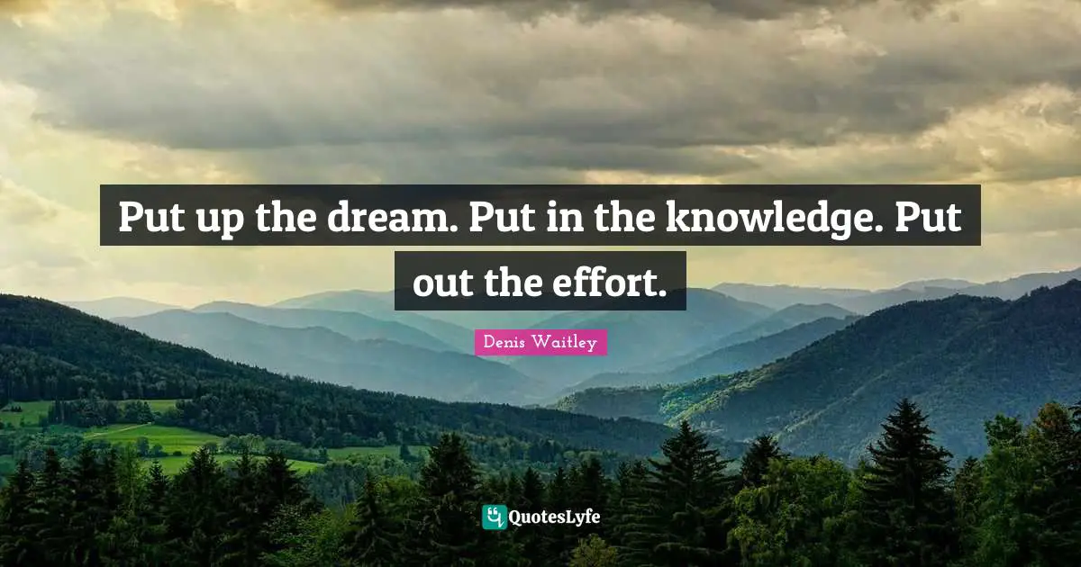 Put up the dream. Put in the knowledge. Put out the effort.