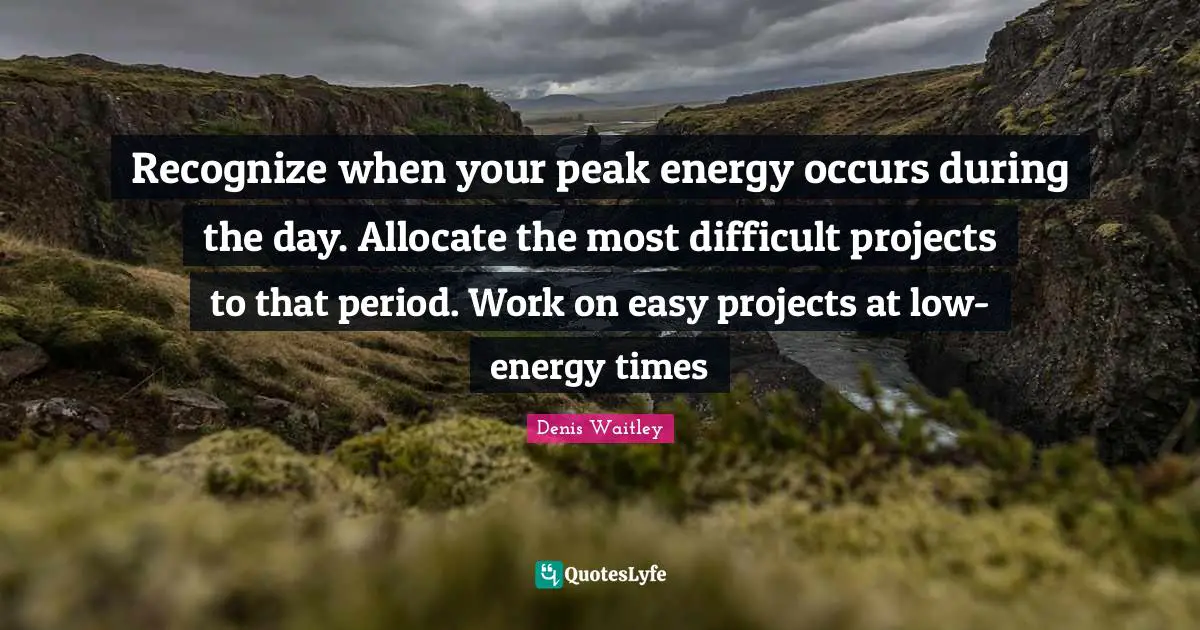 Recognize when your peak energy occurs during the day. Allocate the most difficult projects to that period. Work on easy projects at low-energy times