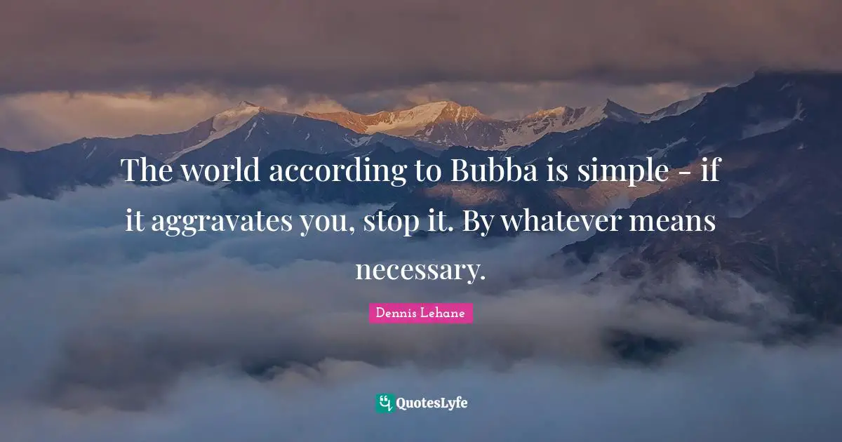The world according to Bubba is simple - if it aggravates you, stop it. By whatever means necessary.