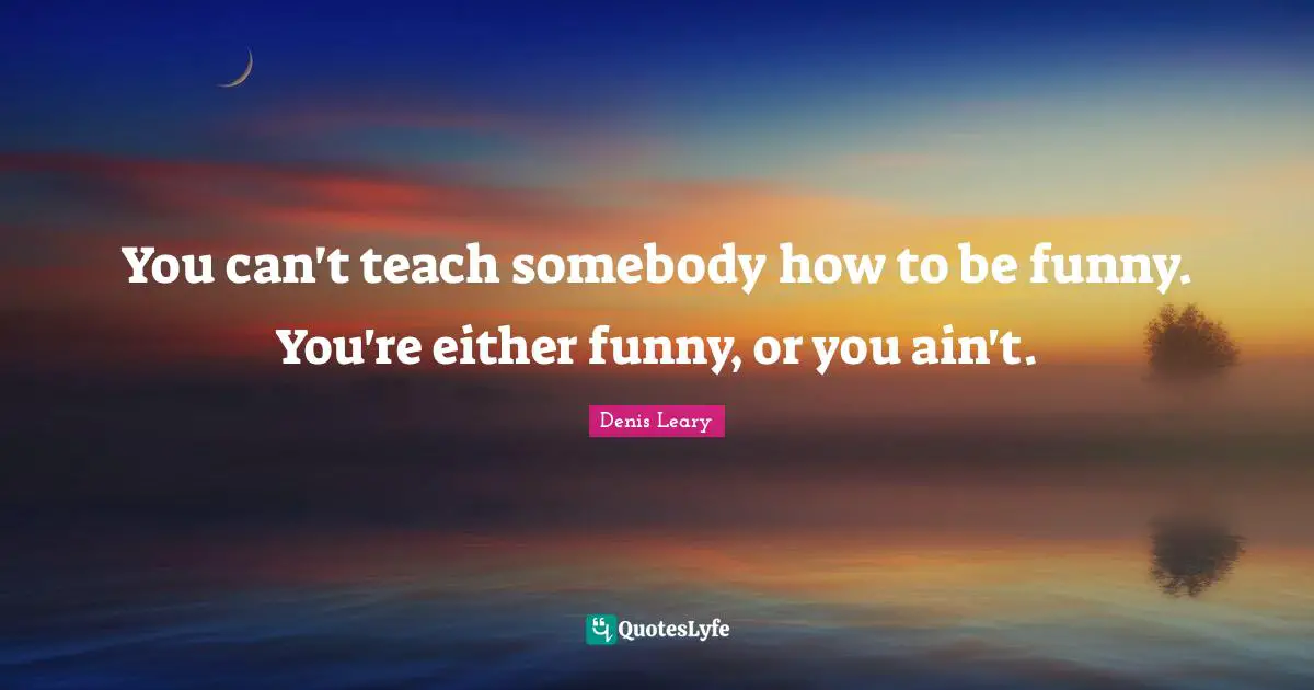 You can't teach somebody how to be funny. You're either funny, or you ain't.