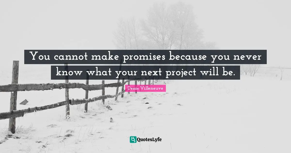 You cannot make promises because you never know what your next project will be.