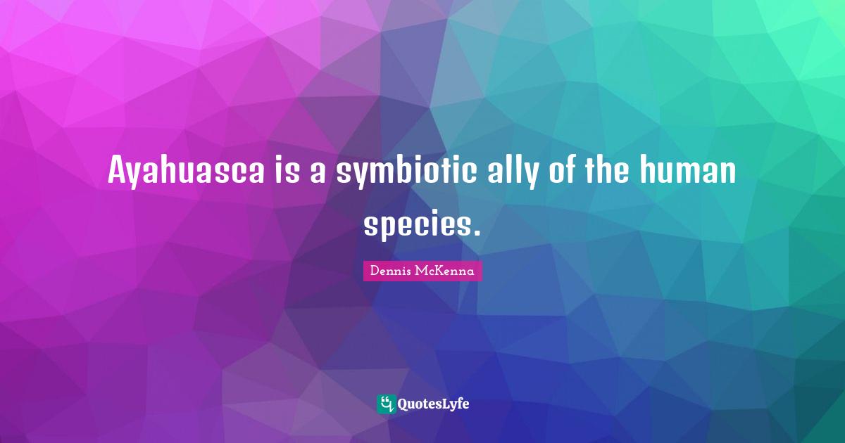Ayahuasca is a symbiotic ally of the human species.