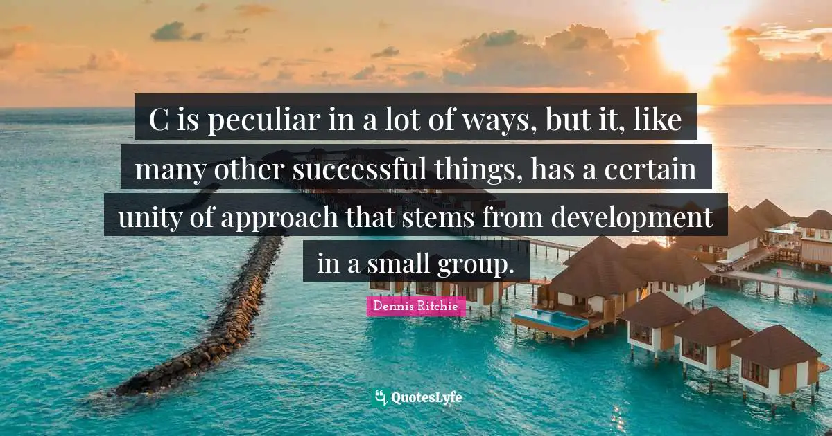 C is peculiar in a lot of ways, but it, like many other successful things, has a certain unity of approach that stems from development in a small group.