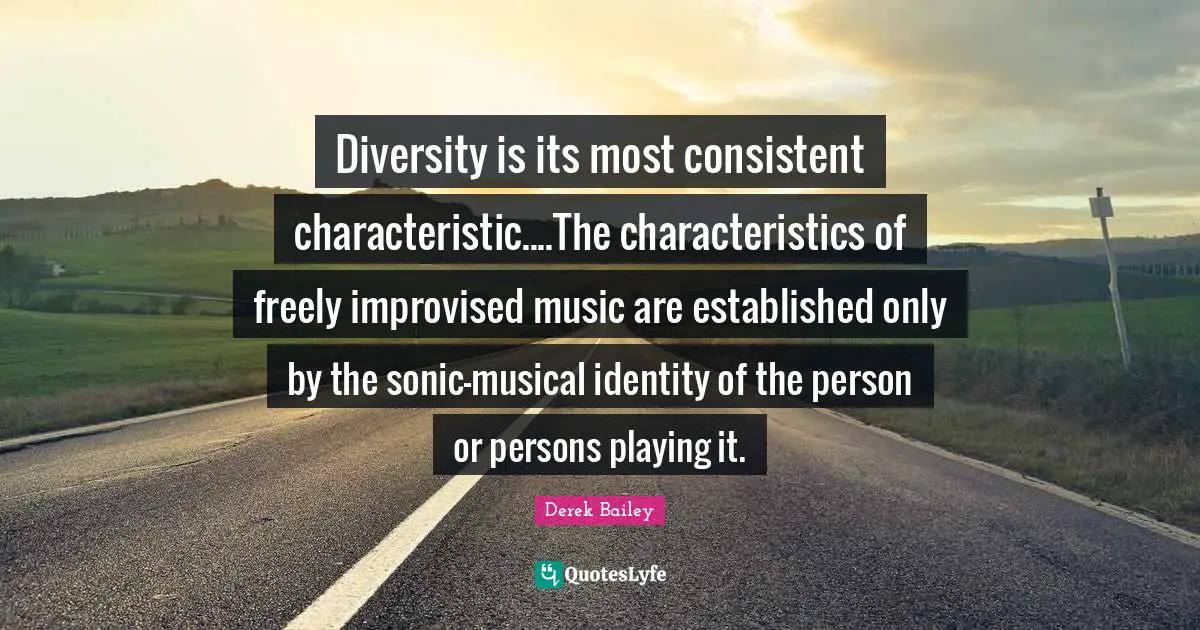Diversity is its most consistent characteristic....The characteristics of freely improvised music are established only by the sonic-musical identity of the person or persons playing it.