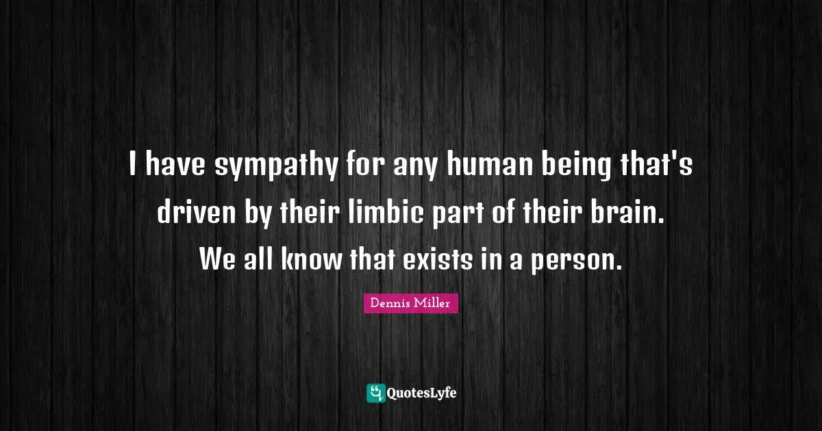 I have sympathy for any human being that's driven by their limbic part of their brain. We all know that exists in a person.