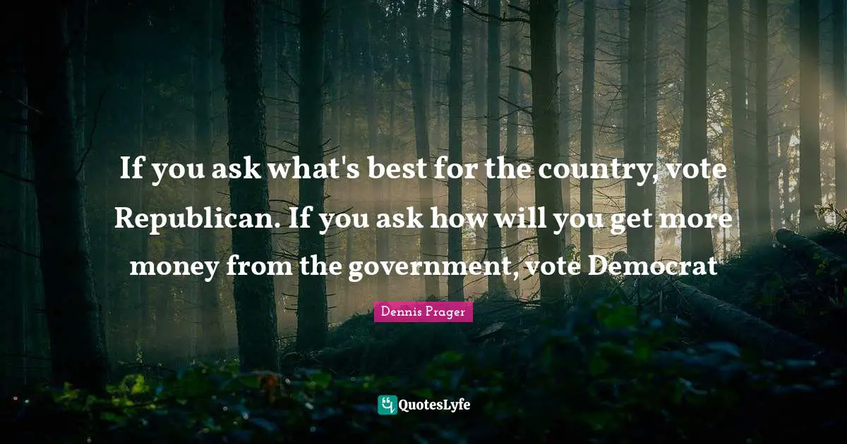 If you ask what's best for the country, vote Republican. If you ask how will you get more money from the government, vote Democrat