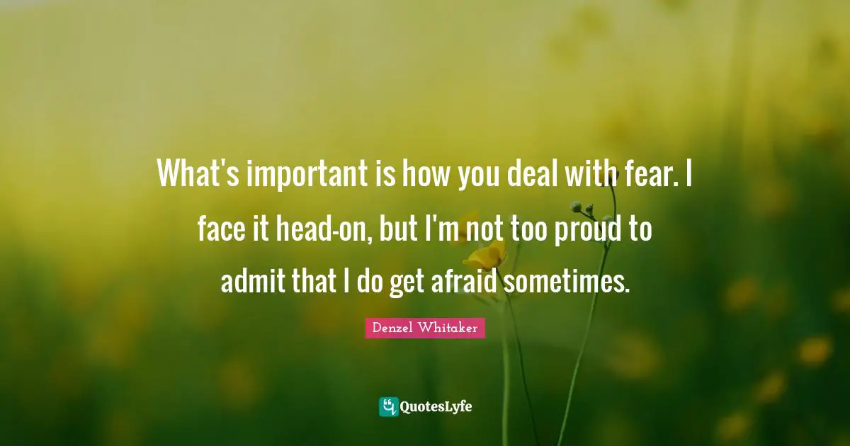 What's important is how you deal with fear. I face it head-on, but I'm not too proud to admit that I do get afraid sometimes.