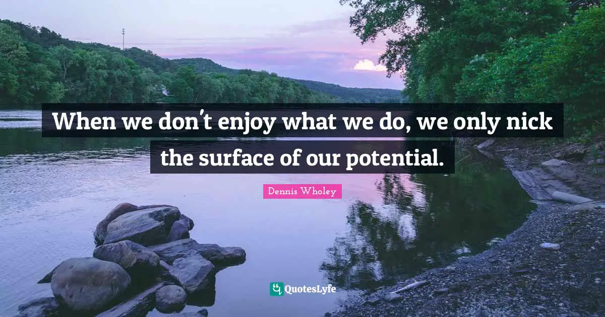 When we don't enjoy what we do, we only nick the surface of our potential.