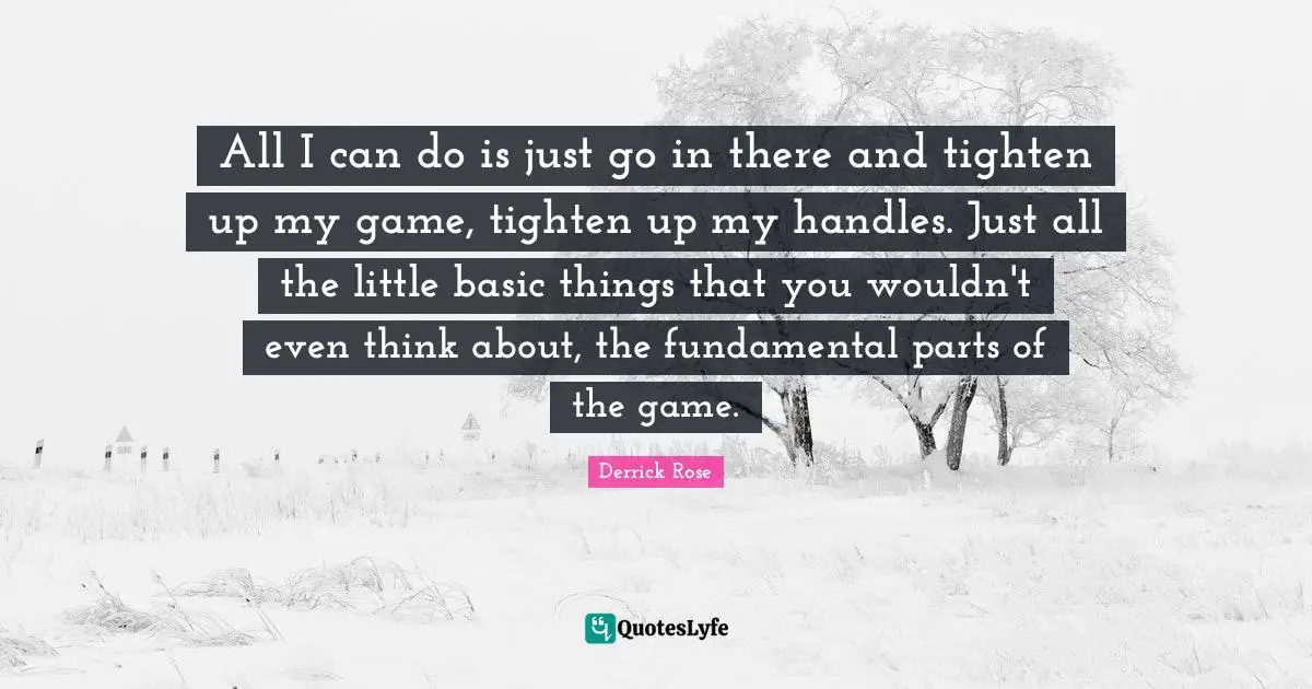 Derrick Rose Quotes: "All I can do is just go in there and tighten up my game, tighten up my handles. Just all the little basic things that you wouldn't even think about, the fundamental parts of the game."