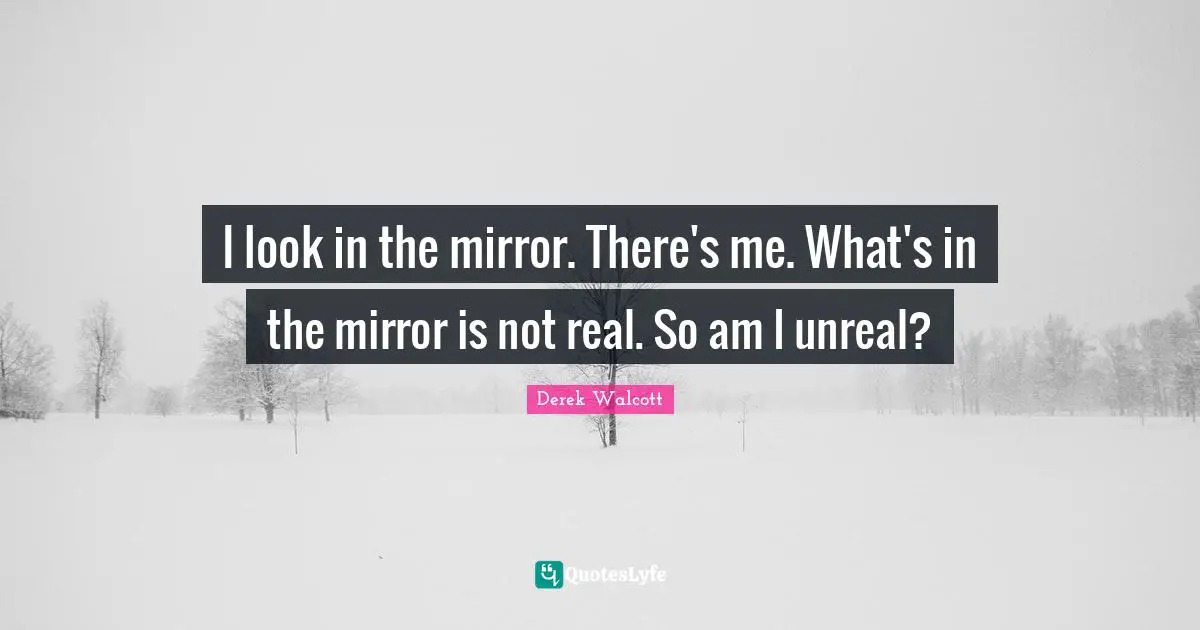 Unreal Quotes: "I look in the mirror. There's me. What's in the mirror is not real. So am I unreal?"