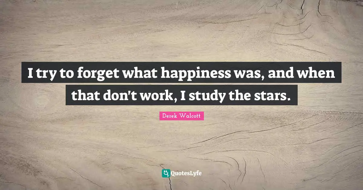 I try to forget what happiness was, and when that don't work, I study the stars.