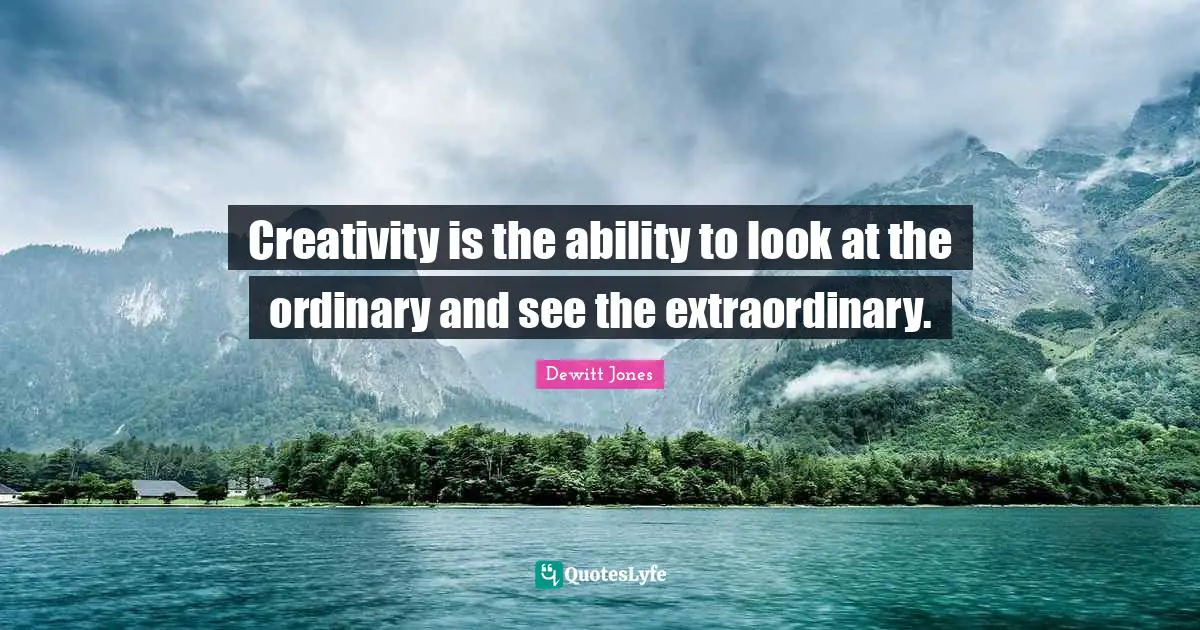 Creativity is the ability to look at the ordinary and see the extraordinary.