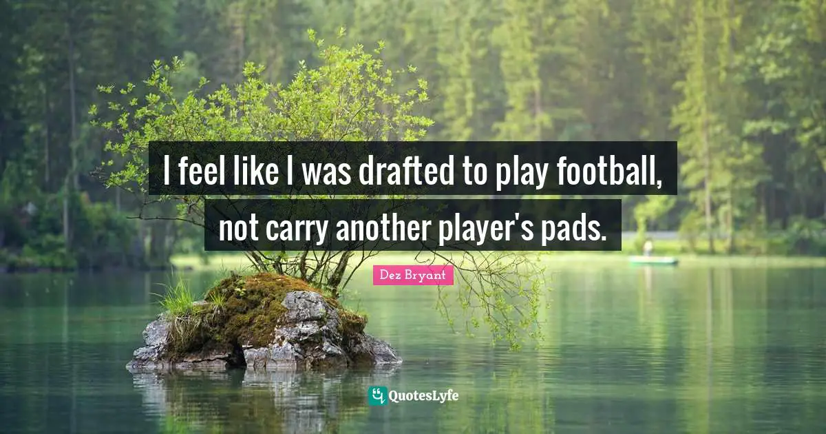 I feel like I was drafted to play football, not carry another player's pads.