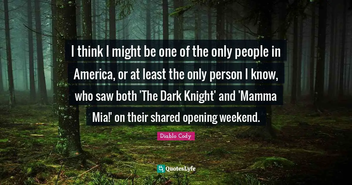 I think I might be one of the only people in America, or at least the only person I know, who saw both 'The Dark Knight' and 'Mamma Mia!' on their shared opening weekend.