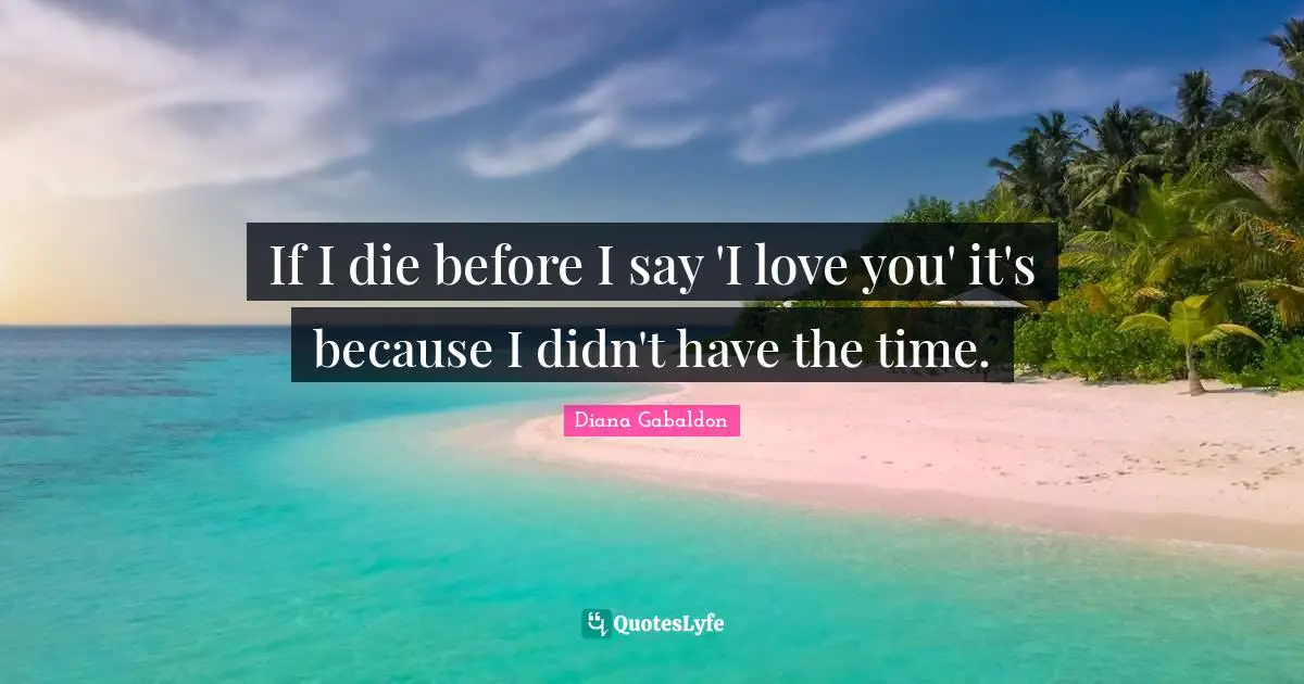 If I die before I say 'I love you' it's because I didn't have the time.