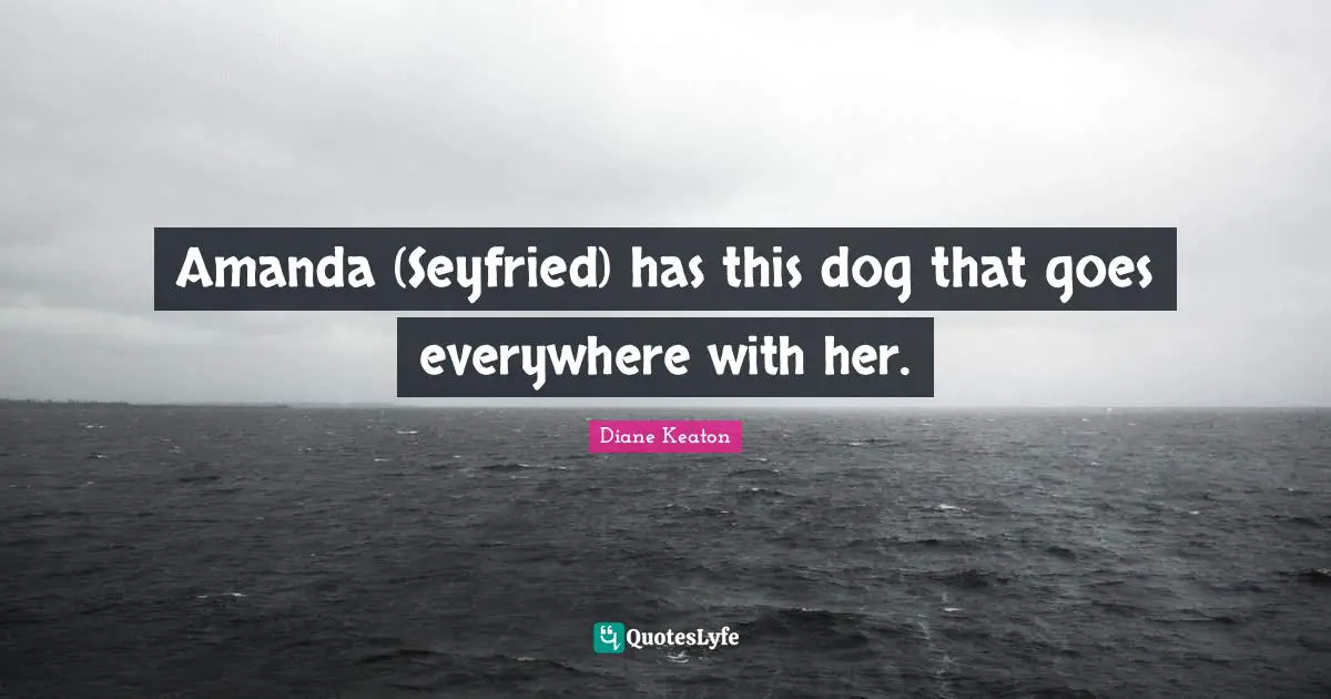 Amanda (Seyfried) has this dog that goes everywhere with her.