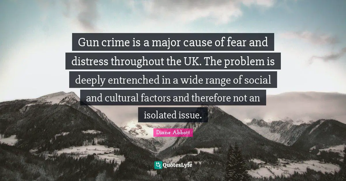 Gun crime is a major cause of fear and distress throughout the UK. The problem is deeply entrenched in a wide range of social and cultural factors and therefore not an isolated issue.