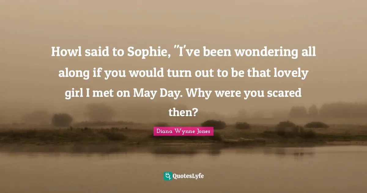 Howl said to Sophie, "I've been wondering all along if you would turn out to be that lovely girl I met on May Day. Why were you scared then?