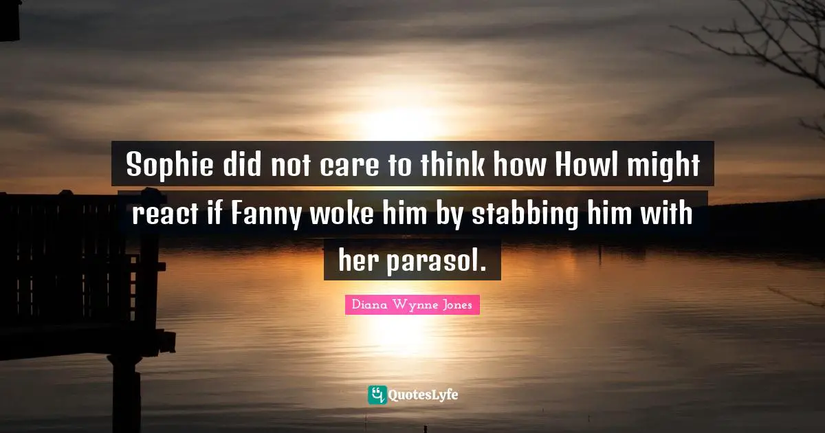 Sophie did not care to think how Howl might react if Fanny woke him by stabbing him with her parasol.
