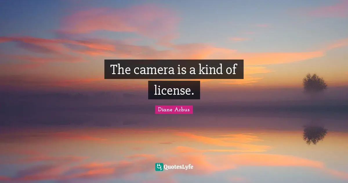 Diane Arbus Quotes: "The camera is a kind of license."