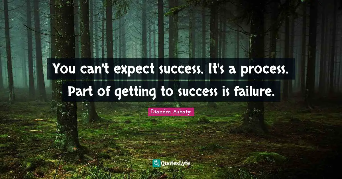 You can't expect success. It's a process. Part of getting to success is failure.