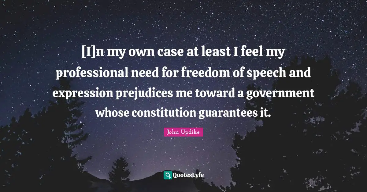 [I]n my own case at least I feel my professional need for freedom of speech and expression prejudices me toward a government whose constitution guarantees it.