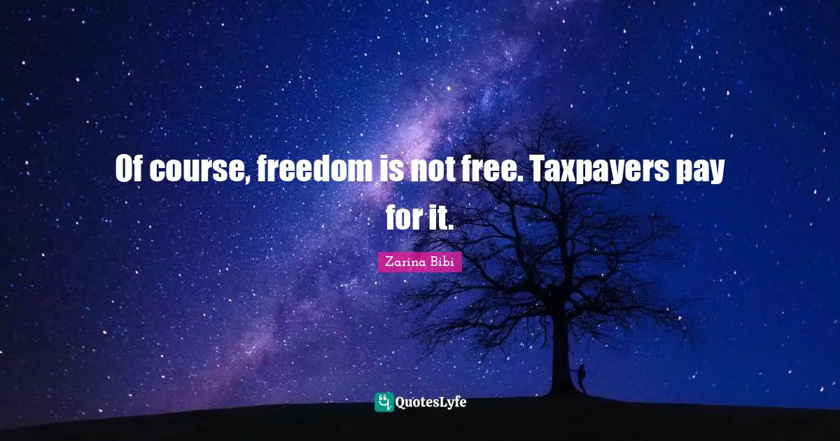 Of course, freedom is not free. Taxpayers pay for it.