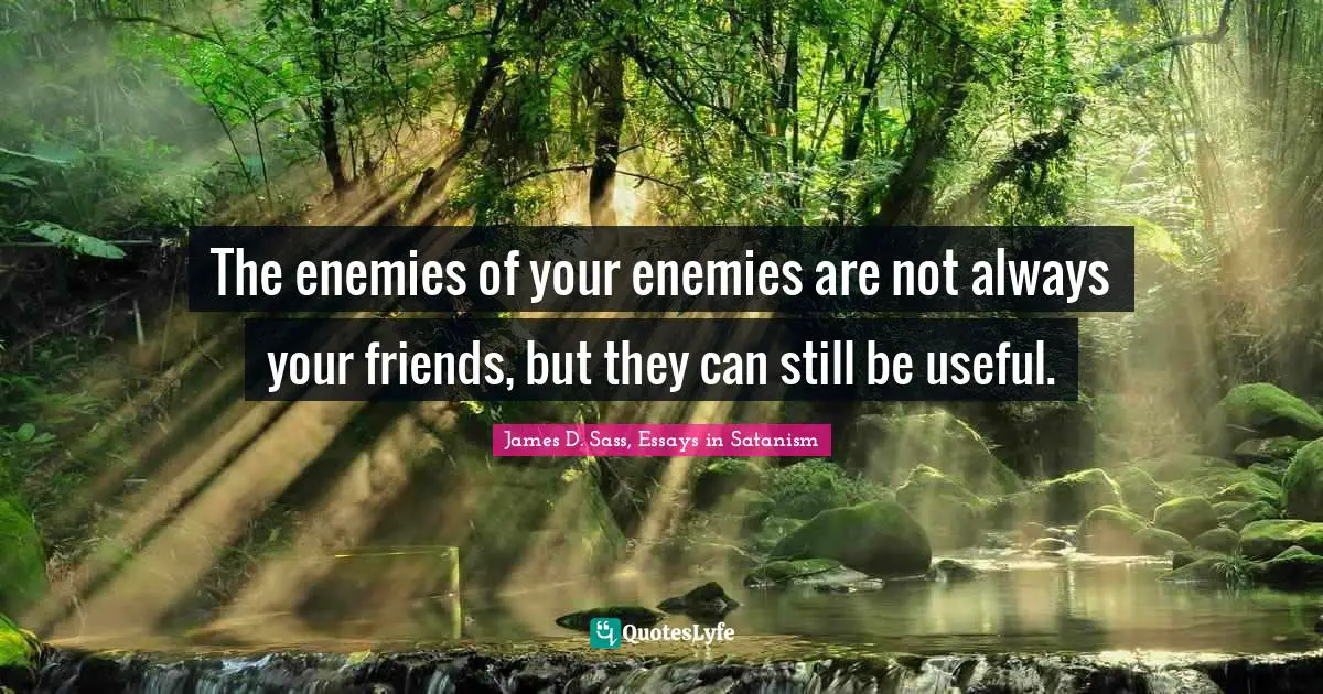 The enemies of your enemies are not always your friends, but they can still be useful.