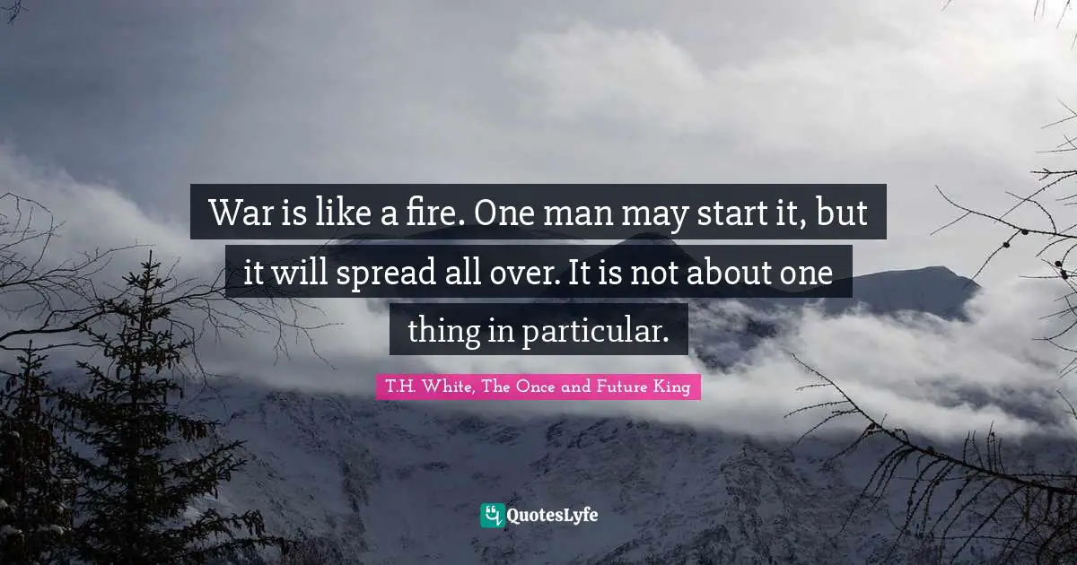 War is like a fire. One man may start it, but it will spread all over. It is not about one thing in particular.